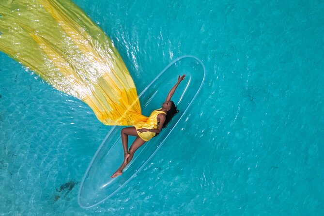 Nassau Clear Kayak Drone Photoshoot- Floating Dress - Saunders Beach Gives The Shoot Room To Work